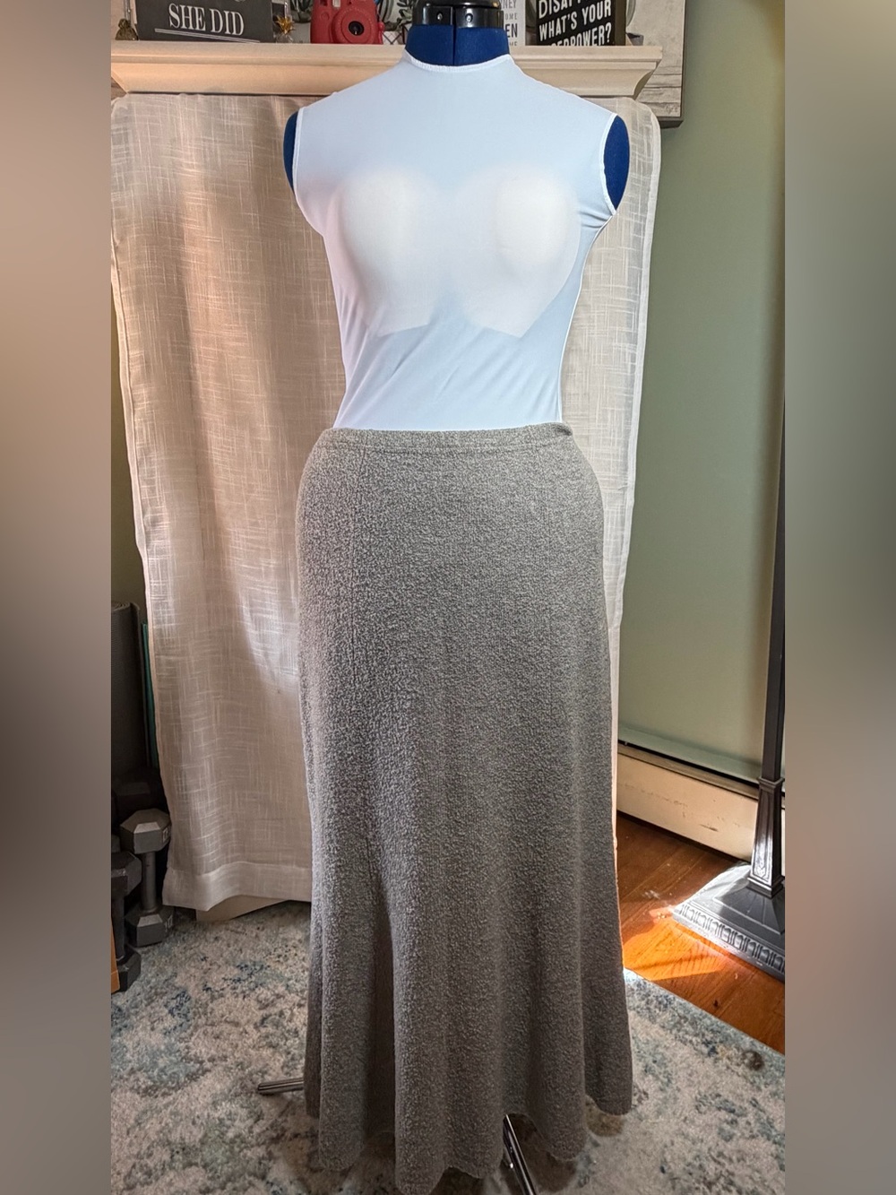J. Jill Petite Gray Merino Wool Blend Maxi Skirt